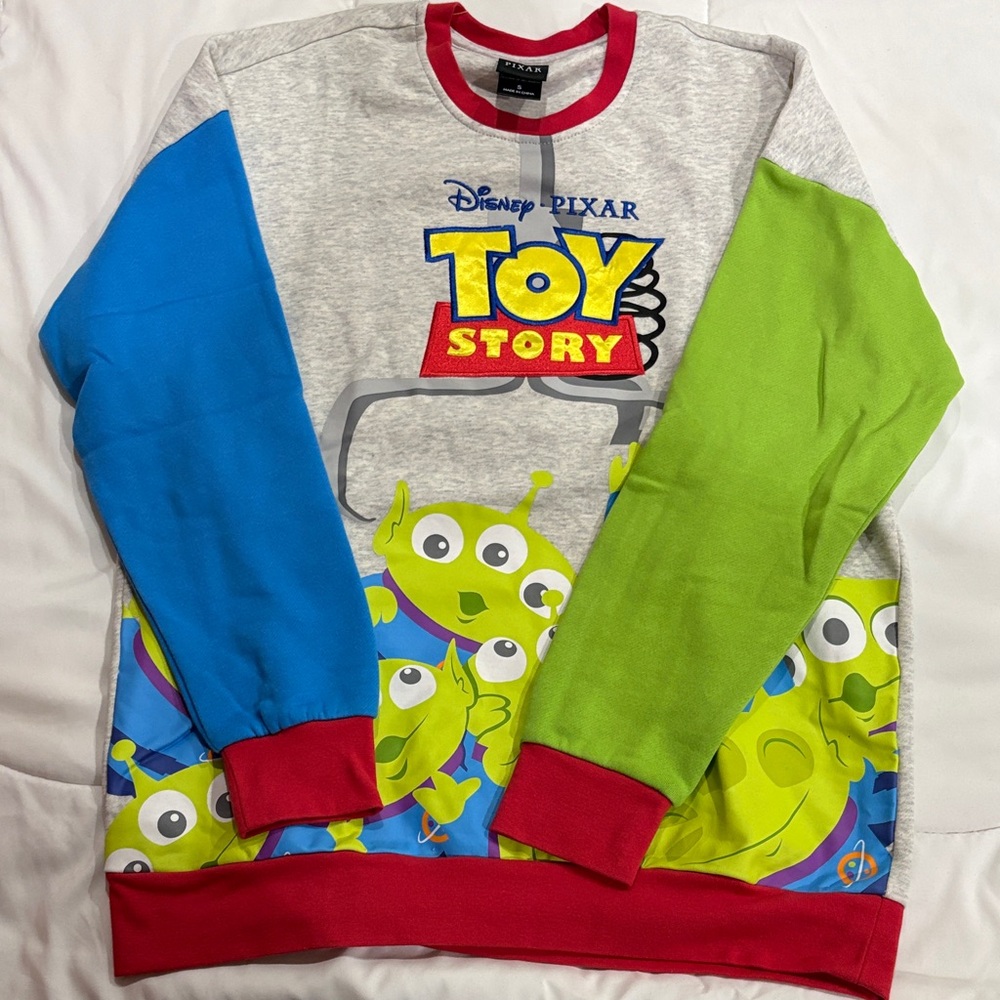 Toy Story Women's Crew Neck Sweater - Gray, Blue, Green